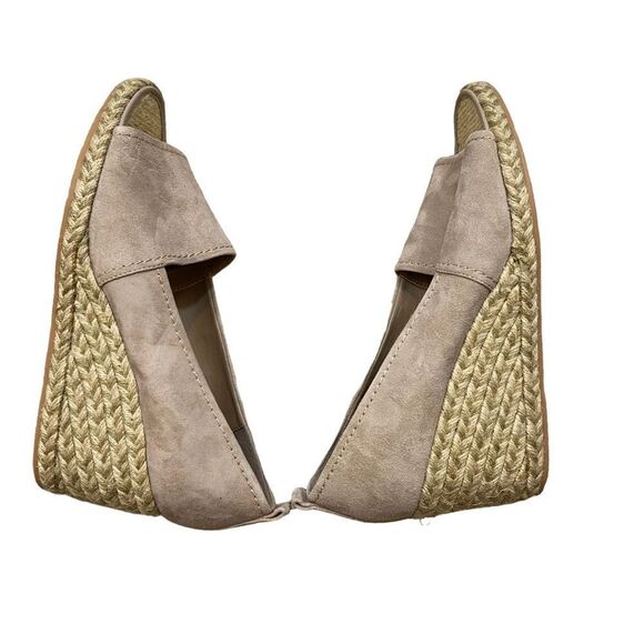 Brand New Donald Pilner Open Toe Wedge Espadrille Sandals Beige Suede Size 10 - Picture 10 of 11